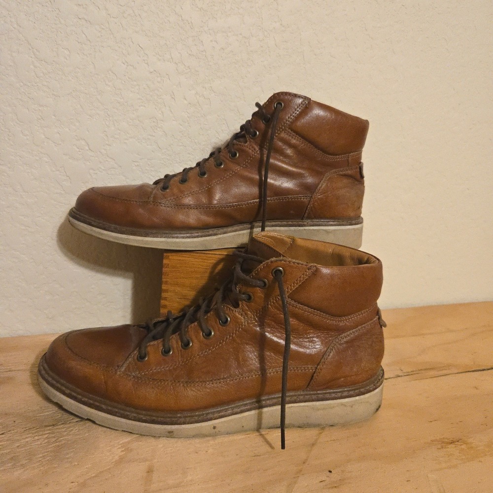 HELM Boots The Calistoga Size 9.5 Mens Brown Leather Lace Up Made In Brazil GUC